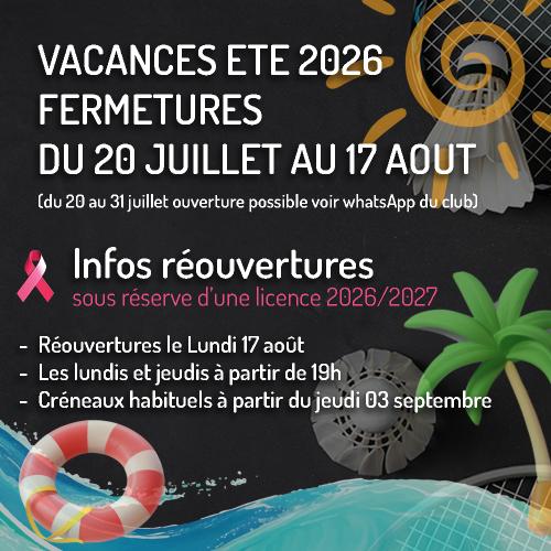 Réouvertures à partir du lundi 17 août 2026